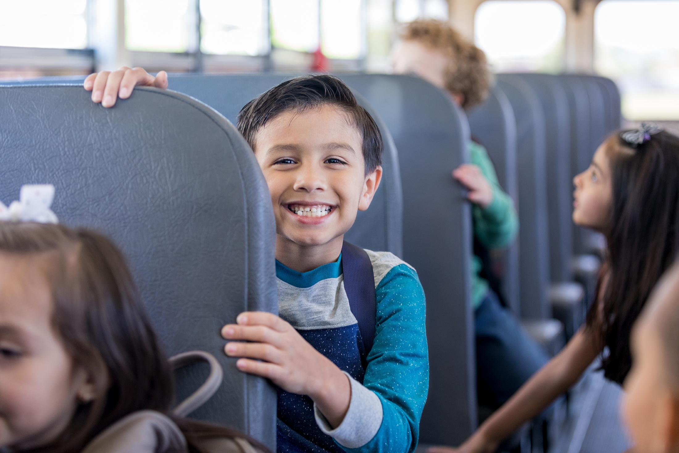 Young student going to school