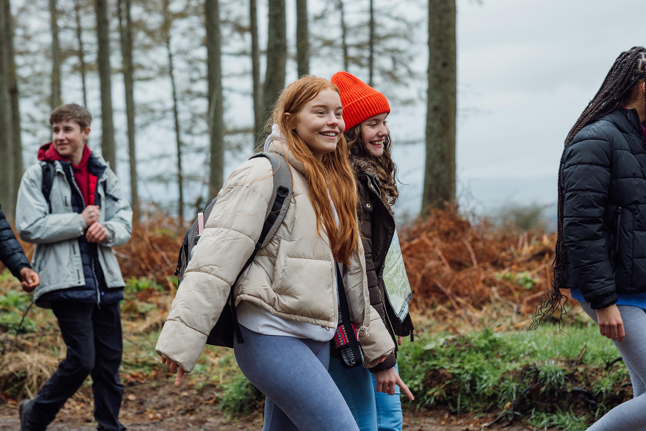 Students enjoying a field trip in the outdoors